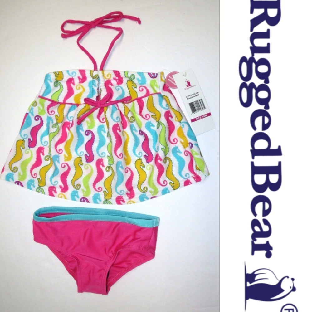 Rugged Bear Girl 18M Seahorse 2 Pc Swimsuit Swim